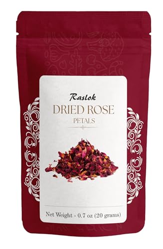 Raslok Dried Rose Petals | All Natrual Edible Food Grade Rose Petals | Rose Petals for Cooking & Herbal Tea | Decoration 20gm - 0.7 oz (0.7 oz)