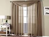 Empire Home 216' Long Sheer Curtain Valance Window/Scarf Great Value 25 Colors (Taupe)