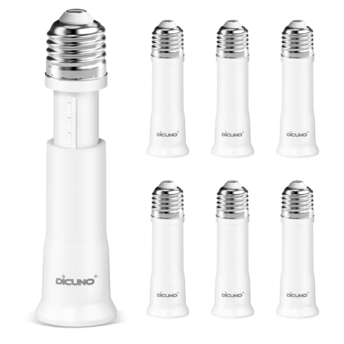 Image of DiCUNO E26 Bulb Socket Extender, Flexible Socket Fan Light Extender, 6-Pack