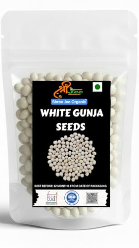 Image of White Gunja Seeds (25 Grams) | Chirmi Beads | Abrus Precatorius Jequirity Rosary Pea for Pooja, Meditation & Decoration