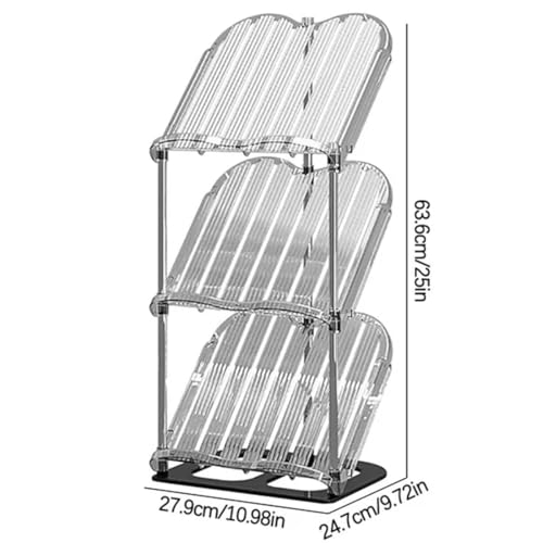 Image of Cortina Shoe Rack Vertical Shoes Racks for Entryway Corner Shoe Storage Organizer for Small Spaces Transparently Tall Slim Shoe Shelf for Front Door Entrance Living Room - 3 Layer