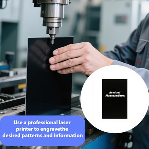 Image of 6Pcs Black Anodized Aluminum Sheet 5 inch x 7 inch x 1 /32 inch (0.8mm) Corrosion-Resistant Metal Plates for Laser Engraving, DIY Crafting, Sign Making, Home Decor