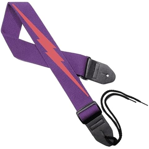 Legacystraps 2” Cotton Guitar Strap with Lightning Bolt Red on Purple Cover