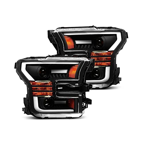 ModifyStreet AlphaRex PRO-Series Black 15-17 For Ford F150 Halogen Type Black LED Tube Dual Projector Headlights with Switchback DRL/Sequential Signal/Activation Light