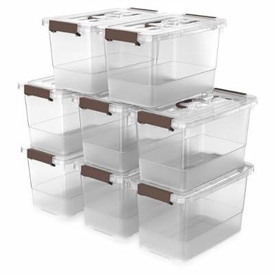 YYXB 8 Packs Clear Plastic Storage Bins with Lids/Handle, 7 Quart Storage Latch Organize Boxs, Stackable Storage Containers for Organizing