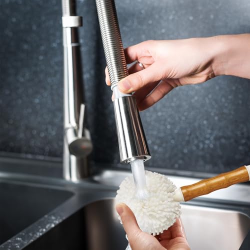 Image of HIC Kitchen Bamboo Glass Brush, Bamboo with Non-Scratch Foam Tips