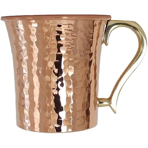 DEDE Copper - CC Series (20 oz) - Super Heavy Weight Drinking Cups or Serving Cold Beverages and Cocktail Mugs, Handmade Unlined Uncoated Copper Tumblers with Cast Handle (Hammered) Cover