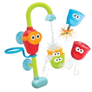 Yookidoo Toddler and Baby Bath Toy (Ages 1-3): Flow N Fill – 3 Stackable Play Cups – Battery Operated Interactive Hose Toy & Tumblers with Multiple Play Aspects – Make Bath Time Maigcal (No Mold)