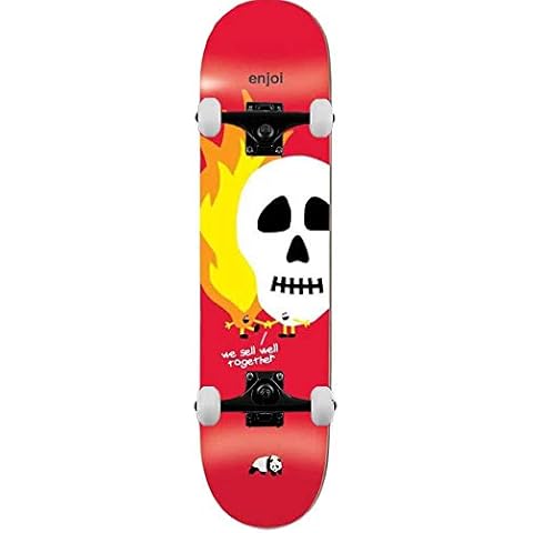 Enjoi Skulls and Flames Complete Skateboard Red 8.25" Cover