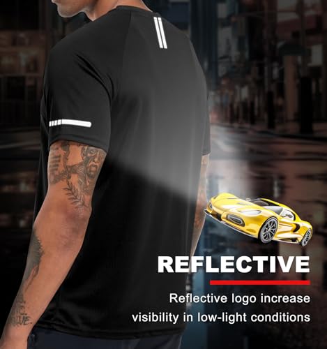 Image of Men's Quick-Dry Sportswear T-Shirts,4 /6 Pack Breathable Moisture Wicking Gym Tops for Training & Workout,Short Sleeve Tees