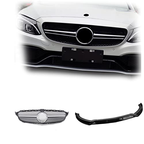 Kit lèvre séparateur noir brillant et grille de calandre pour Benz Classe C W205 Sport