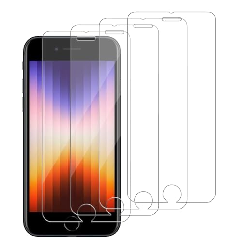 iCsapr 4 Pack Glass Screen Protector Compatible for iPhone 8/7/6/6s/iPhone SE (2022)/iPhone SE (2020) 4.7-Inch [9H Hardness]-HD Screen Tempered Glass, Scratch Resistant,Easy Install [Case Friendly]