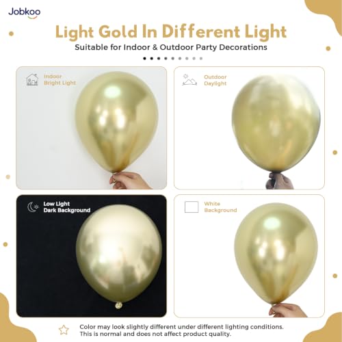 Image of Jobkoo Metallic Gold Balloons, 12 Inch Chrome Light Gold Latex Balloon