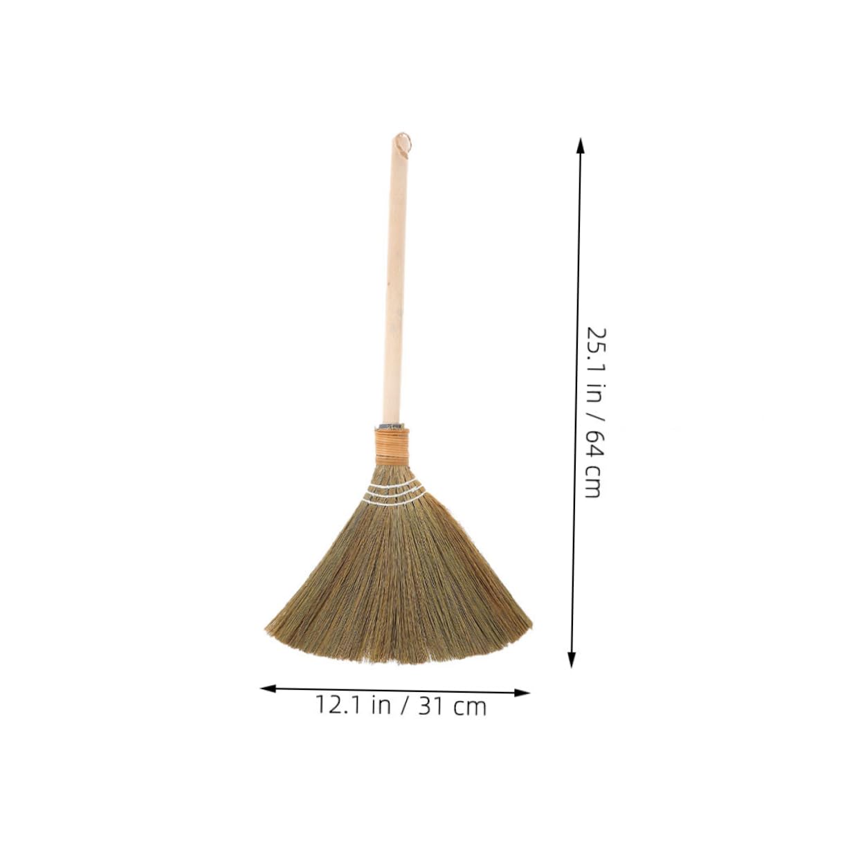 VALICLUD Scopa di Mais Vietnamita Intrecciata a Mano, Setole Morbide per Pulizia Pavimenti Interni Ed Esterni, Manico Staccabile 64 Cm, Multiuso per Soggiorno, Cucina e Terrazza