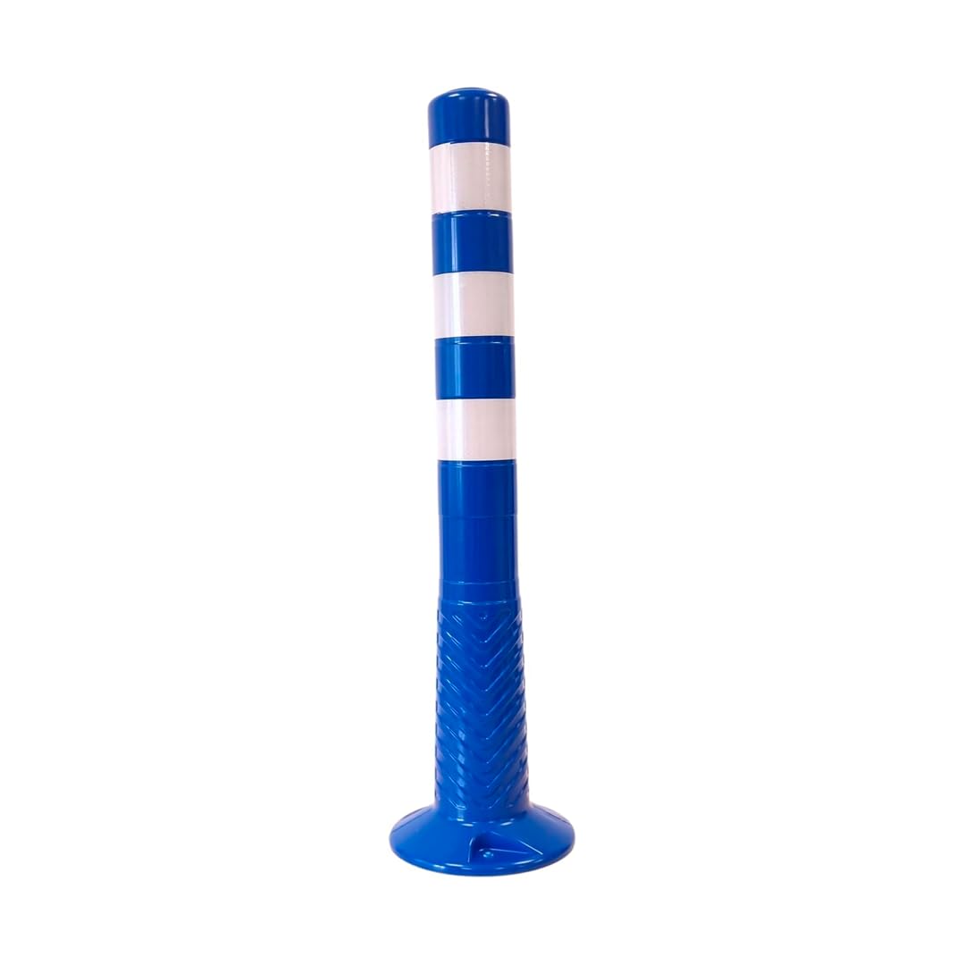 PARKING FACIL Bolardo de Señalización con Bandas Reflectantes | Hito de 75 cm | Pilona Resistente para Parking | Bolardos para Parking | Postes Separadores, Incluye Tornillería para Fijación | 1 Azul