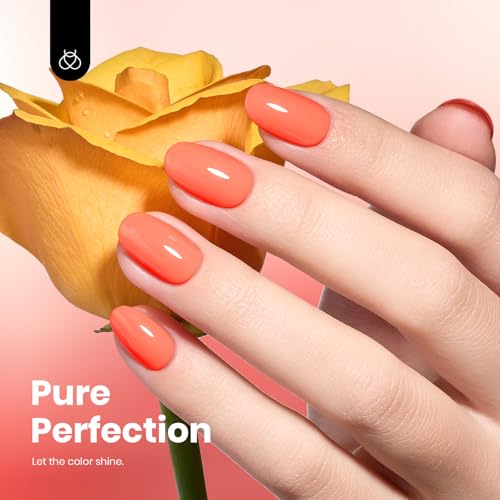 Image of Beetles Coral Orange Gel Polish - 8ML Hema Free Neon Bright Orange Peach Coral Gel Polish Passionate Fireworks Soak Off UV Colorful Bottle Nail Art Manicure