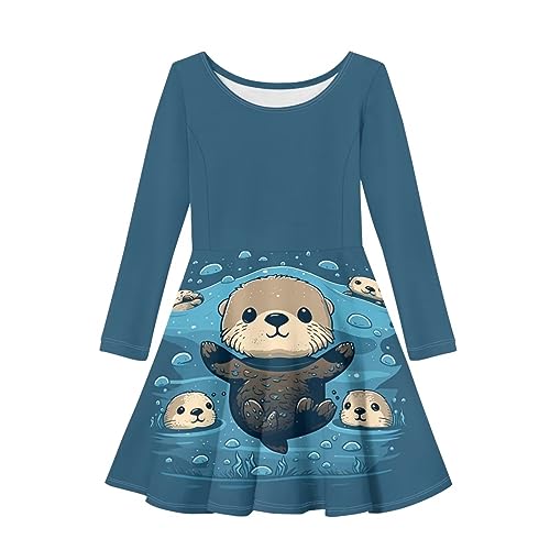 Showudesigns Fashionable Girls Dress 3-16 Years Old Kids Casual Long Sleeve Dress