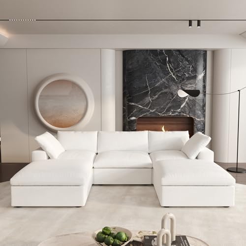 Cloud Couch Modular Sectional Sofa with 2 Storage Ottomans,120" U