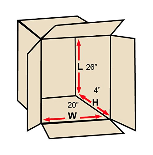 Image of Tape Logic TL26204 Flat Corrugated Boxes, 26 inch x 20 inch x 4 inch, Kraft (Pack of 20)
