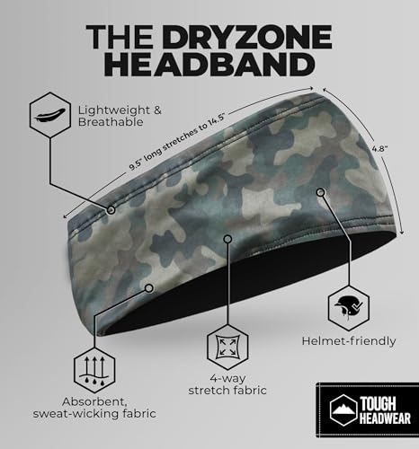 Image of Tough Headwear Tough Outfitters Headband for Men - Mens Headbands - Working Out Sports Performance Head Bands - Athletic Cycling Running Sweat Band, Football Headbands - Sweat Bands Men /Women