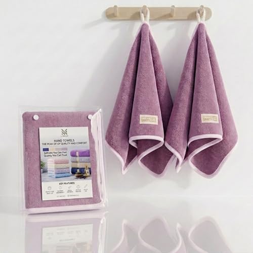 Image of LINEAR Microfiber Hand Towels /Small Size Towel /Face Towel /Towel for Men, Women & Babies /Ultra Soft, Absorbent & Quick Dry Towels for Gym, Travel 500 GSM (Purple-2)