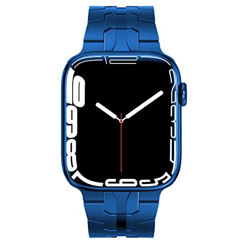 NewWays Metal Band Compatible with Apple Watch Band Ultra 2 49mm Series 10 46mm Series 9 Series 8 Series 7 45mm 44mm SE 6 5 4 3 42mm iWatch Stainless Steel Link Bands, Blue