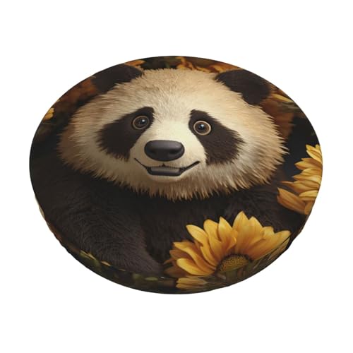 DWVTFSM Round Bar Stool Covers, 12 Inch Stretch Washable Barstool Seat Covers Removable Non Slip Dustproof Cute Animal Sunflower Bar Chair Cushion Protector for Kitchen Dining Room Cafe