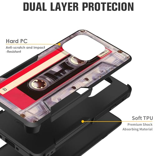 CICPLKSE for Moto Edge 2025 Case,Dual Layer Heavy Duty Hybrid Shockproof Hard PC Soft Silicone TPU Bumper Protective Cover Case for Motorola Moto Edge 2025,Cassette Tape - image 2