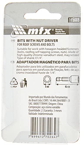 Mtx Soquete Magnetico Para Parafusadeira D = 6 Mm L = 45 Mm