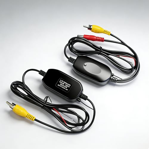 Epronic 2,4 GHz RCA Sender & Empfänger Drahtloser Kit für Auto Rückfahrkamera Monitor Kabellos Adapter für Auto Kamera 12V Farben Videoübermittler