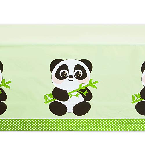 Image of BLUE PANDA Panda Tablecloth - 54 x 108 in, Green, 3 Pack - Plastic Tablecloth - Disposable Table Cover for Panda Birthday Party Decoration & Theme