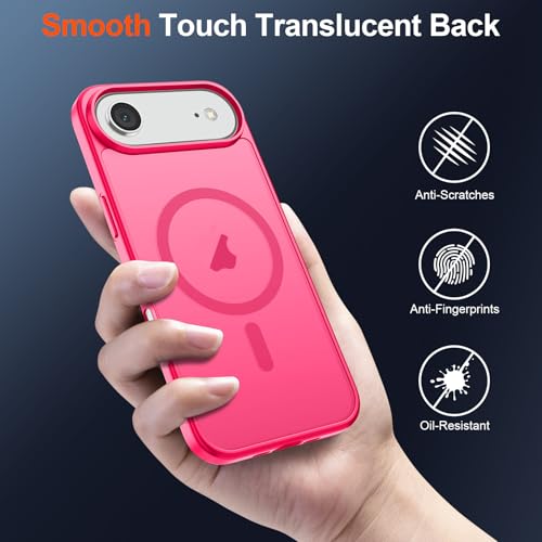 Image of SUPFINE Magnetic for iPhone Air Case (Compatible with MagSafe)(Military Grade Drop Protection) Slim Translucent Matte Shockproof with Anti-Fingerprint Phone Cover for 17 Air,Hot Pink