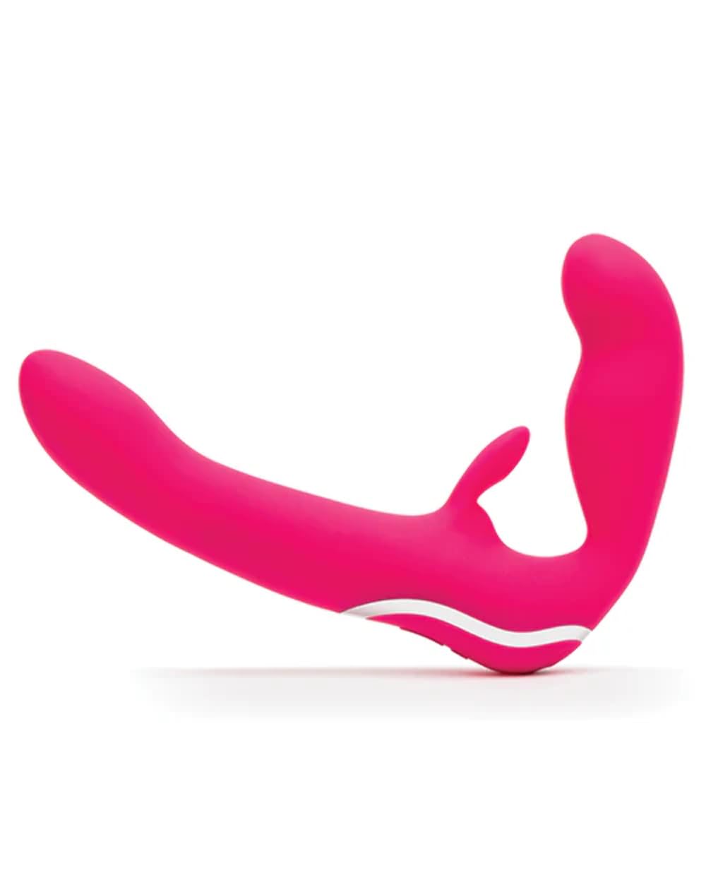 LoveHoney Happy Rabbit Silicone Strapless Strap On Rabbit Vibe, Waterproof Rechargeable 15 Function -Pink - 500 g