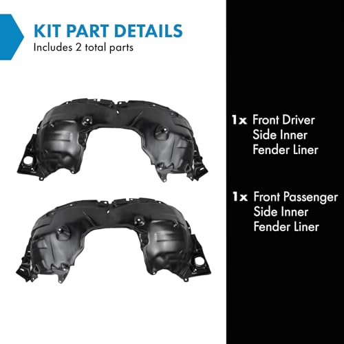Image of TRQ Front Inner Fender Liner Set Compatible with 2019-2022 Lexus ES300h 2019-2021 ES350 LX1248143 LX1249143