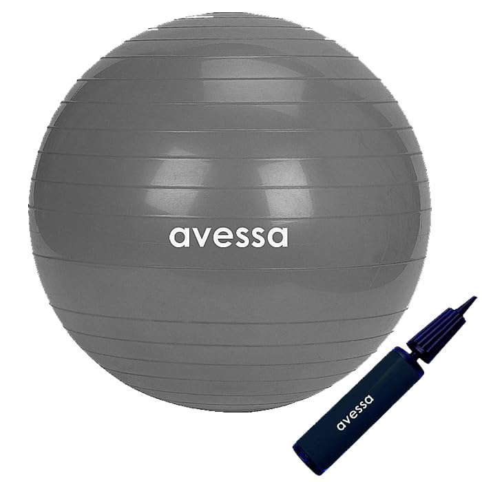 Avessa Pilates Topu 55 Cm Gri Pompalı