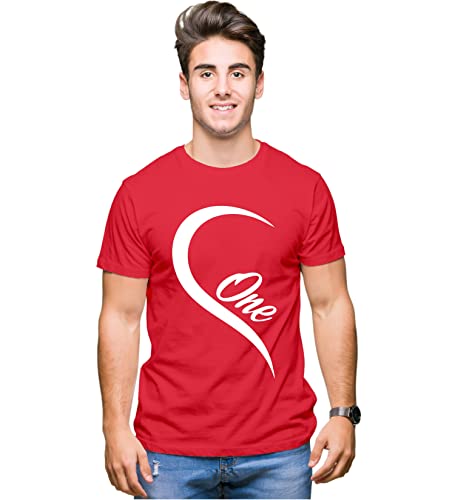 Image of Hangout Hub | Couple Tshirts | One Love Heart | Matching Dress| Set of 2 | Printed|Regular Fit | Cotton T-shirts|Couple Matching dress | Half Sleeves