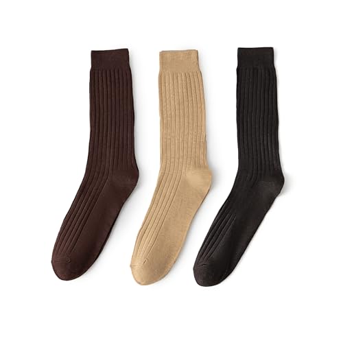 3 Pairs Men's Dress Socks Super Soft Thin Socks Men Lightweight Comfort Mens Dress Socks Ribbed Men's Socks