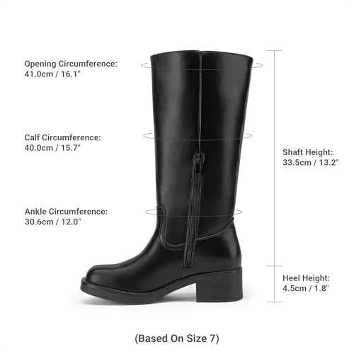 Image of DREAM PAIRS Women's Square Toe Platform Chunky Block Heel Knee High Riding Boots