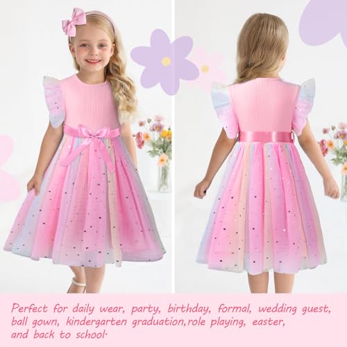 Toddler Girls Tulle Dress Summer Ruffle Sleeveless Baby Girl Fashion Tutu Dresses with Headband Princess Dress 2-6Y3