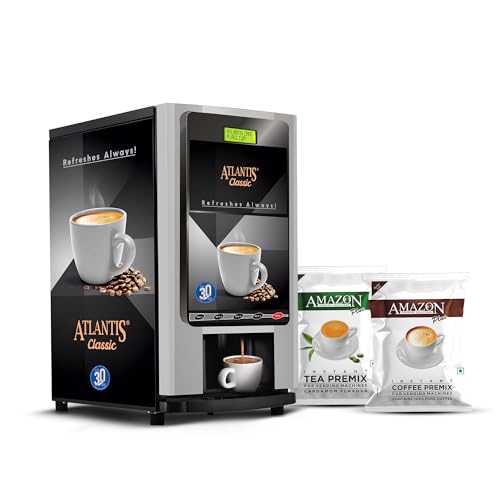Image of ATLANTIS Classic 4 Lane Tea /Coffee Vending Machine | Premix Based Instant Hot Beverage Dispenser for Offices, Shops and Institutions