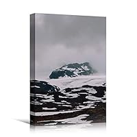 Canvas Wall Art Snowy Tops Cool Dramatic Mountain Nature Photography Romantics - 12x18 inches