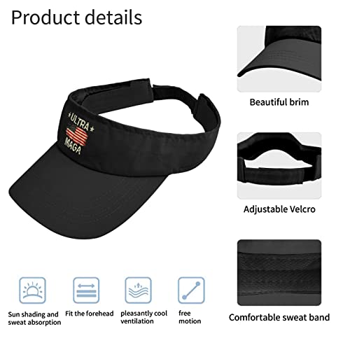 Maga Visor Hat For Men Uv Protection Ultra American Flag Fitted Womens Sun Caps For Travel Visor Black #TOP5