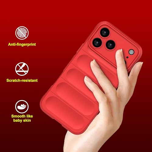 Image of amazon basics Back Case Cover for iPhone 17 Pro Max | Compatible for iPhone 17 Pro Max Back Cover | Liquid Silicon Magic Case with Camera Protection | Red