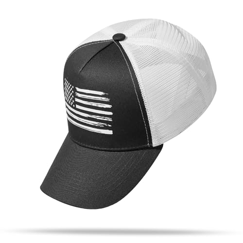 Image of VIONLAN Baseball Cap American Flag Trucker Hat for Men Women 3D Embossed Logo Adjustable Outdoor Mesh Snapback Hat