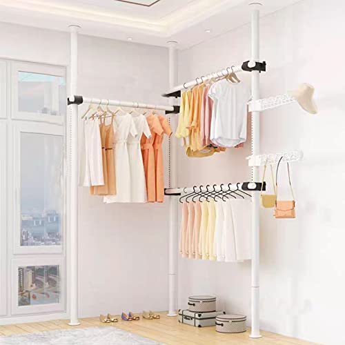 頑丈な伸縮式ワードローブオーガナイザーでクローゼットのスペースを最大限に活用 - DIY、壁や天井を傷つけません - 天井の高さ3.1mまで対応 - 衣類整理