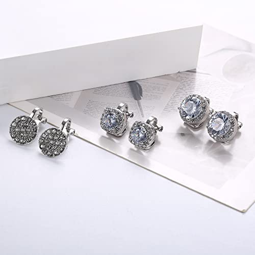 Dolotta 6 Pairs Clip On Earring For Women Knot-Shaped Hollow Ball Non Pierced Ear Clips Earring Round Square Cubic Zirconia Clip Earrings Jewelry Sets #TOP5