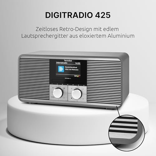 TechniSat DIGITRADIO 425 - Premium Radio mit 40 Watt Stereo Lautsprecher (DAB+, WLAN Internetradio, CD, Bluetooth, großes 4,3 Zoll Farbdisplay, Musik-Streaming, Front aus eloxiertem Aluminium) – Bild 3