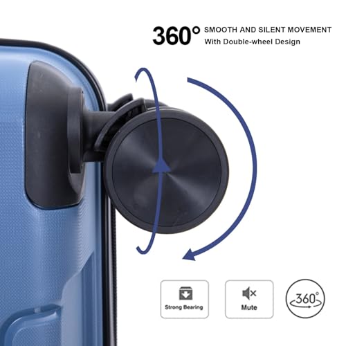 Lightweight Hardshell Luggage Set with Wheels - 3-Piece Blue Suitcase Set (20", 24", 28") for Travel2