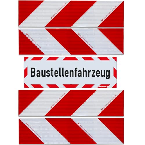 UvV Set 4 Stück 3M-Folien magnetische Kfz-Warnmarkierung Anwendungspaket Plus 45x15 cm Magnet Schild reflektierend (Baustellenfahrzeug)