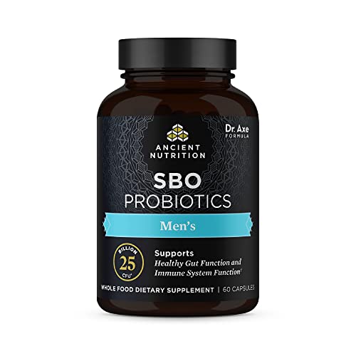 Probiotics for Men by Ancient Nutrition, SBO Probiotics Men's 60 Ct, for Gut Health, Digestive and Immune Support, Boosts Muscle Mass and Fat Metabolism, 25 Billion CFUs* Per Serving